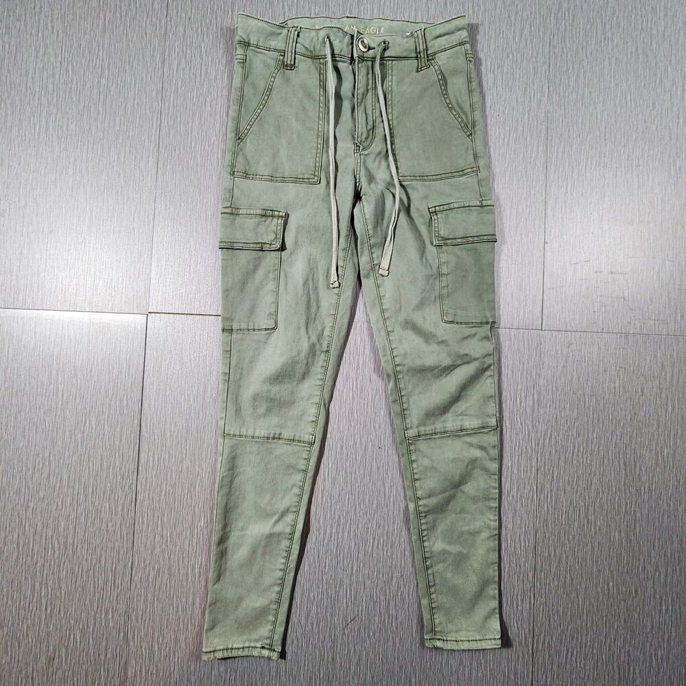 American Eagle Hi-Rise Jegging Womens Size 8 Army Green Cargo Flap Pocket